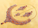Touchstone Indian Bollywood Gorgeous intricate Workmanship Sparkling White Colorful Rhinestone crystal wedding Designer Jewelry Necklace Set In Gold And Silver Tone For Women. - Image 4
